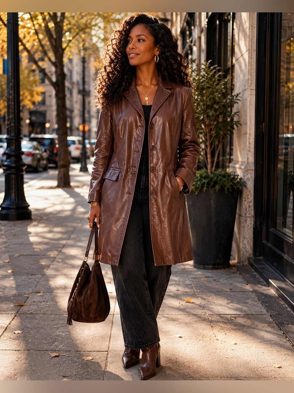 VINTAGE Danier Italian Leather Trench Coat • Chocolate Brown • Size XL (Fits L)